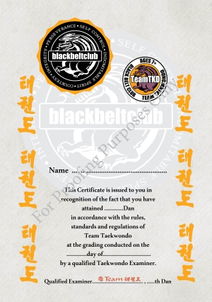 Black Belt Certificates (Quantity: 50)